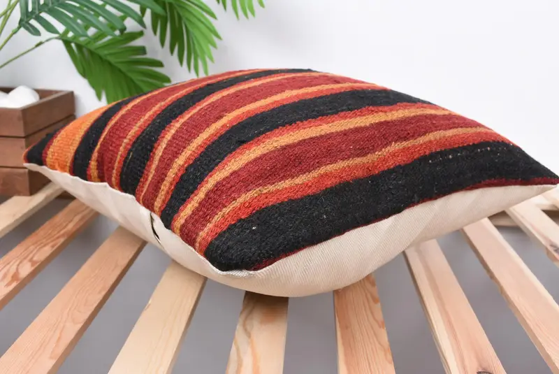 Vintage Kilim Throw Pillow, Pillow, Turkish Pillow, Antique Pillows, Handwoven Pillow Case, Customized Cushion, 18x18 Red Pillow Cover - 6