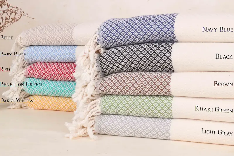 Personalisiertes türkisches Strandtuch Beige, 36x71 Zoll, Bio-Baumwolle