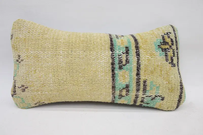 Turkish Kilim Pillow, 8x16 Beige Cushion Case, Oriental Cushion, Pillow Case, Vintage Pillow, Throw Kilim Pillow, Handmade Rug Seat Cushion Case - 1