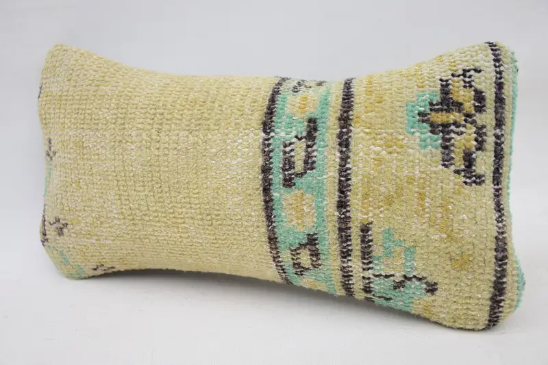 Turkish Kilim Pillow, 8x16 Beige Cushion Case, Oriental Cushion, Pillow Case, Vintage Pillow, Throw Kilim Pillow, Handmade Rug Seat Cushion Case - 3