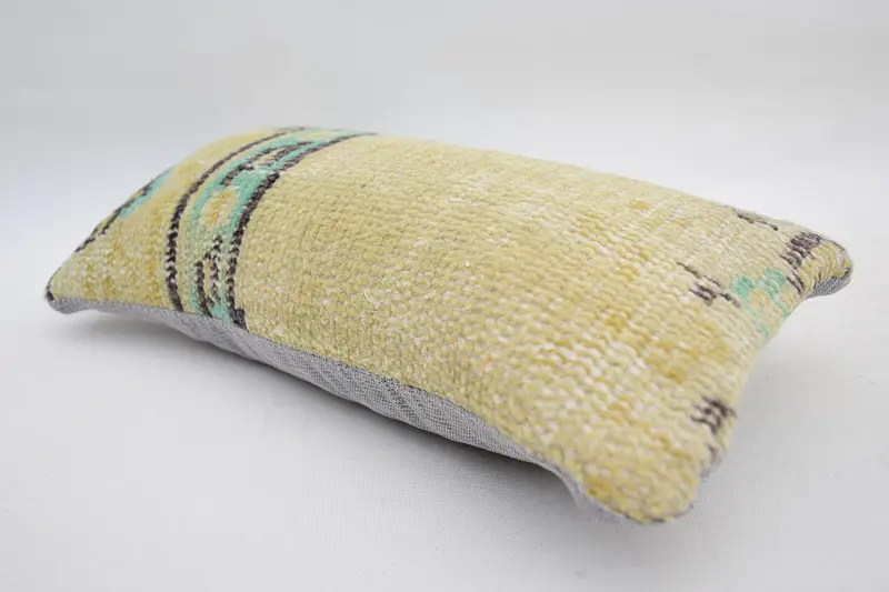 Turkish Kilim Pillow, 8x16 Beige Cushion Case, Oriental Cushion, Pillow Case, Vintage Pillow, Throw Kilim Pillow, Handmade Rug Seat Cushion Case - 5