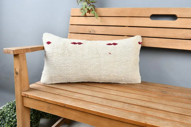 Boho Throw Pillow, Vintage Cushion Cover, Throw Kilim Pillow, Cushion, Square Throw Pillow, 12x24 Beige Pillow Case, Antique Pillows, Gift Pillow - 1