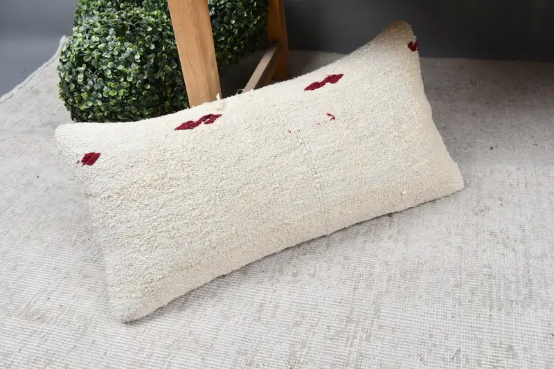 Boho Throw Pillow, Vintage Cushion Cover, Throw Kilim Pillow, Cushion, Square Throw Pillow, 12x24 Beige Pillow Case, Antique Pillows, Gift Pillow - 7