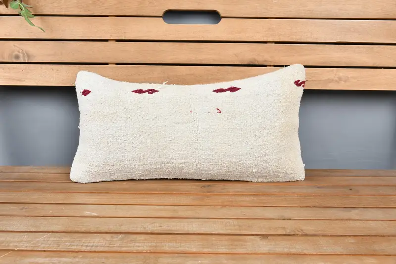 Boho Throw Pillow, Vintage Cushion Cover, Throw Kilim Pillow, Cushion, Square Throw Pillow, 12x24 Beige Pillow Case, Antique Pillows, Gift Pillow - 6