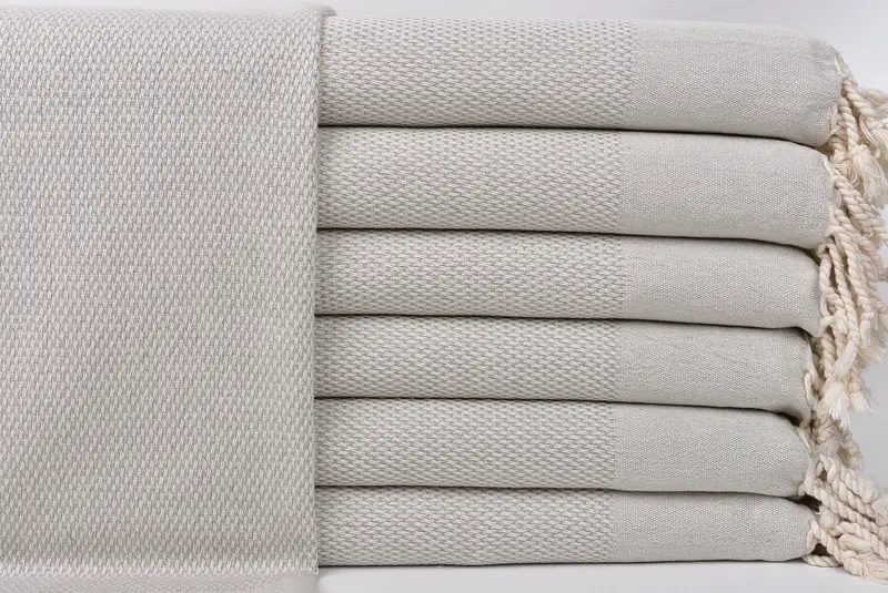 Hand Towel Light Gray Striped, Turkish Cotton, 24x44 Inches