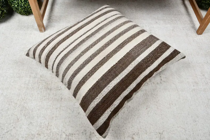 Kilim Pillow, 28x28 Brown Cushion Case, Cushion Case, Lounge Throw Pillow Cover, Antique Pillows, Turkish Bench Cushion, Gift Pillow - 8