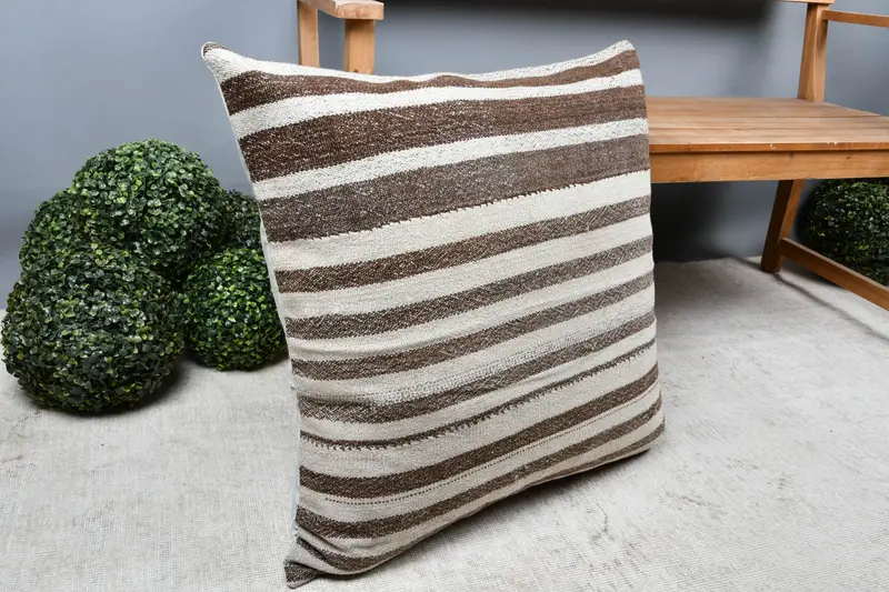Kilim Pillow, 28x28 Brown Cushion Case, Cushion Case, Lounge Throw Pillow Cover, Antique Pillows, Turkish Bench Cushion, Gift Pillow - 7