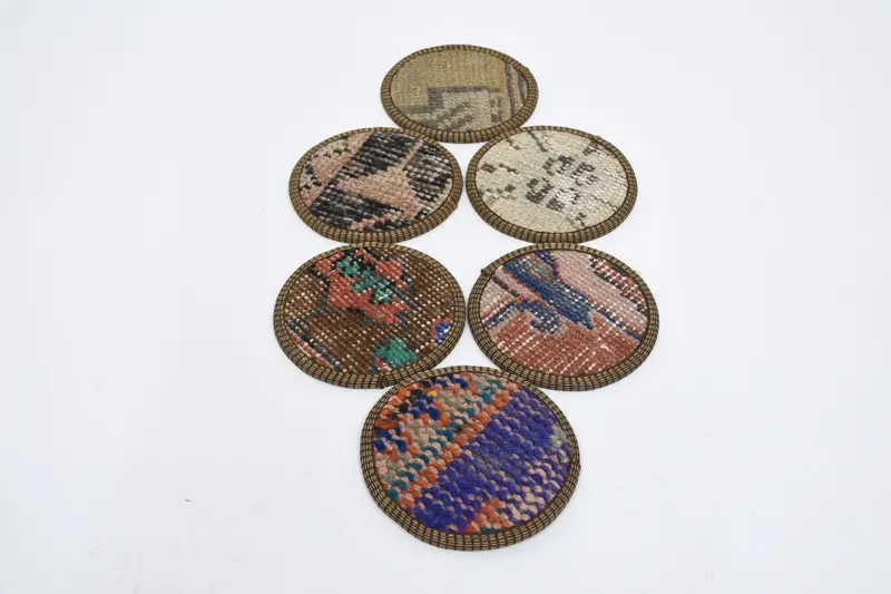 Bohemian Blue and Beige Round Coaster, Stylish Bohemian Coaster