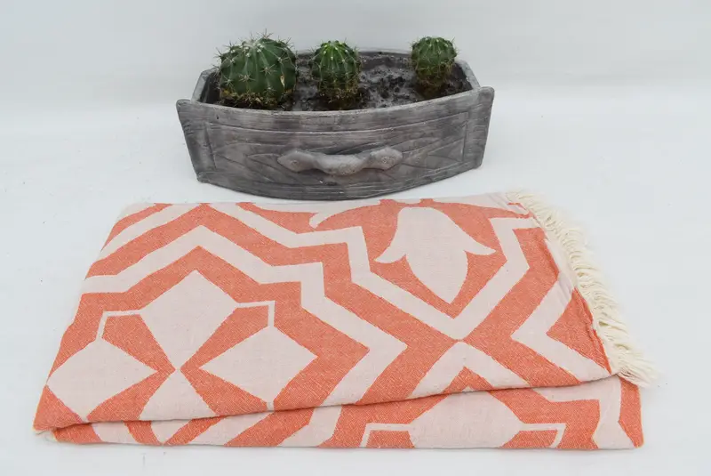 Turkish hand towel, Organic Turkish towel, Wedding Gift For Bride, Custom Wedding Gift, 68x36 Cotton Tulip Patterned Towel, Summer Towel, Gym Towel - 6