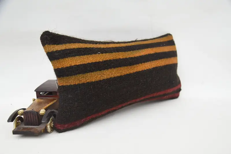 Turkish Pillow, Pillow Sham, Vintage Kilim Throw Pillow, Kilim Pillow, Bright Pillow Sham, Turkish Bench Pillow Sham, 8x16 Brown Pillow, Car Pillow - 2