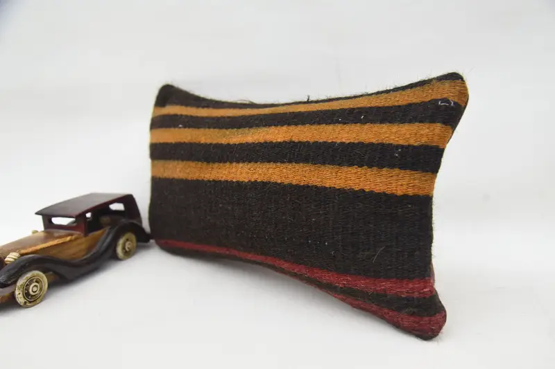 Turkish Pillow, Pillow Sham, Vintage Kilim Throw Pillow, Kilim Pillow, Bright Pillow Sham, Turkish Bench Pillow Sham, 8x16 Brown Pillow, Car Pillow - 5