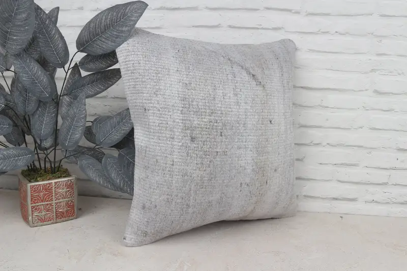 20x20 Gray Pillow Sham, Home Decor Pillow, Cushion Case, Handmade Kilim Cushion, Sofa Bolster Pillow Sham, Ethnical Kilim Rug Pillow - 4