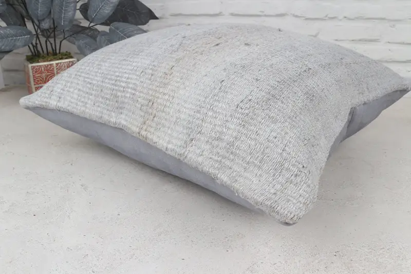 20x20 Gray Pillow Sham, Home Decor Pillow, Cushion Case, Handmade Kilim Cushion, Sofa Bolster Pillow Sham, Ethnical Kilim Rug Pillow - 7