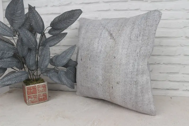 20x20 Gray Pillow Sham, Home Decor Pillow, Cushion Case, Handmade Kilim Cushion, Sofa Bolster Pillow Sham, Ethnical Kilim Rug Pillow - 5