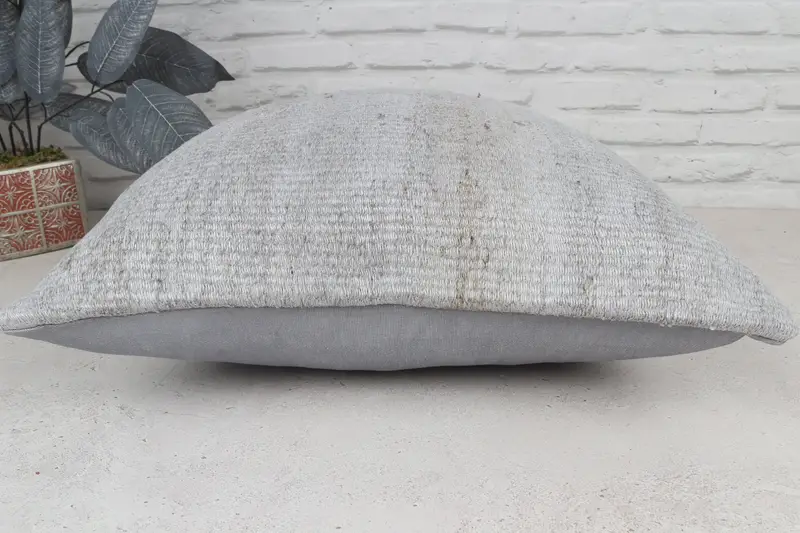 20x20 Gray Pillow Sham, Home Decor Pillow, Cushion Case, Handmade Kilim Cushion, Sofa Bolster Pillow Sham, Ethnical Kilim Rug Pillow - 6