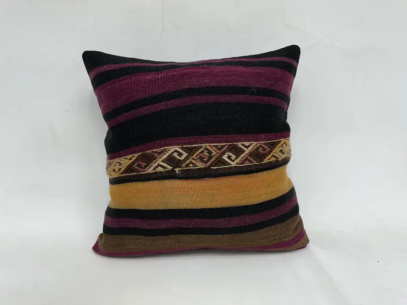 20x20 Beige Cushion Case, Natural Cushion Case, Boho Pillow, Meditation Cushion Case, Vintage Pillow, Pillow, Ethnical Kilim Rug Pillow - 1