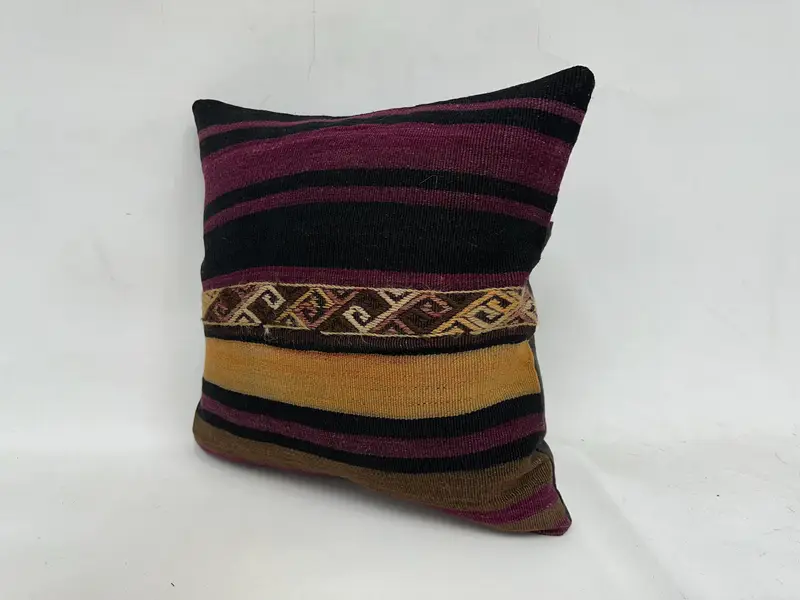 20x20 Beige Cushion Case, Natural Cushion Case, Boho Pillow, Meditation Cushion Case, Vintage Pillow, Pillow, Ethnical Kilim Rug Pillow - 4