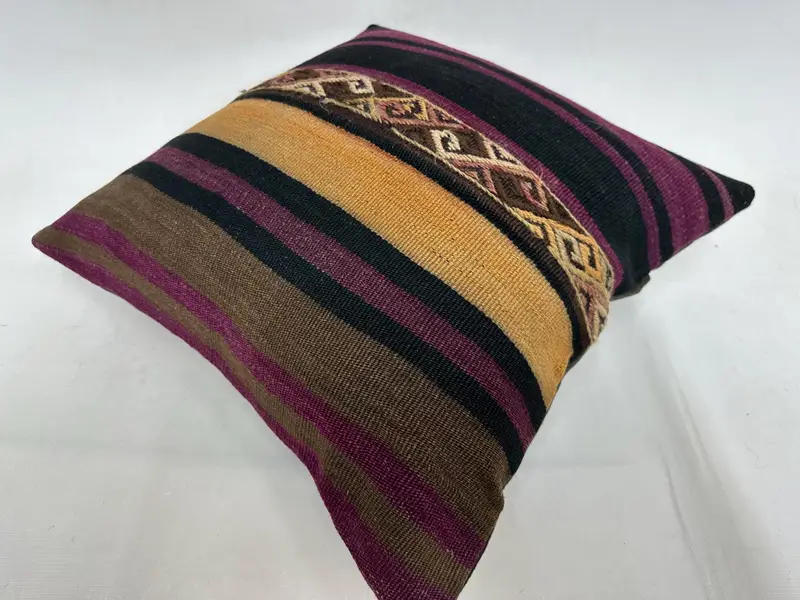 20x20 Beige Cushion Case, Natural Cushion Case, Boho Pillow, Meditation Cushion Case, Vintage Pillow, Pillow, Ethnical Kilim Rug Pillow - 6