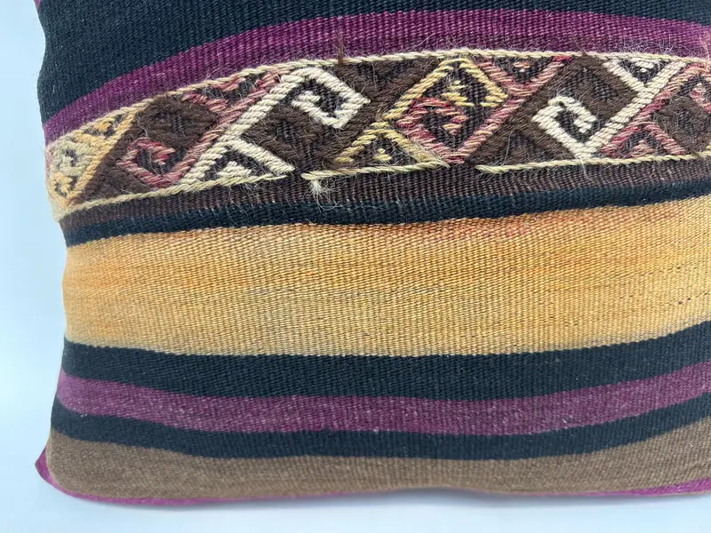 20x20 Beige Cushion Case, Natural Cushion Case, Boho Pillow, Meditation Cushion Case, Vintage Pillow, Pillow, Ethnical Kilim Rug Pillow - 2
