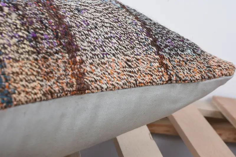 Handmade Rug Seat Pillow Case, Interior Designer Pillow, Vintage Kilim Throw Pillow, Pillow Case, 16x16 Brown Pillow Case, Handmade Kilim Cushion - 7