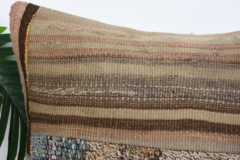 Handmade Rug Seat Pillow Case, Interior Designer Pillow, Vintage Kilim Throw Pillow, Pillow Case, 16x16 Brown Pillow Case, Handmade Kilim Cushion - 2