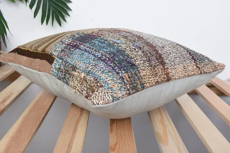 Handmade Rug Seat Pillow Case, Interior Designer Pillow, Vintage Kilim Throw Pillow, Pillow Case, 16x16 Brown Pillow Case, Handmade Kilim Cushion - 6