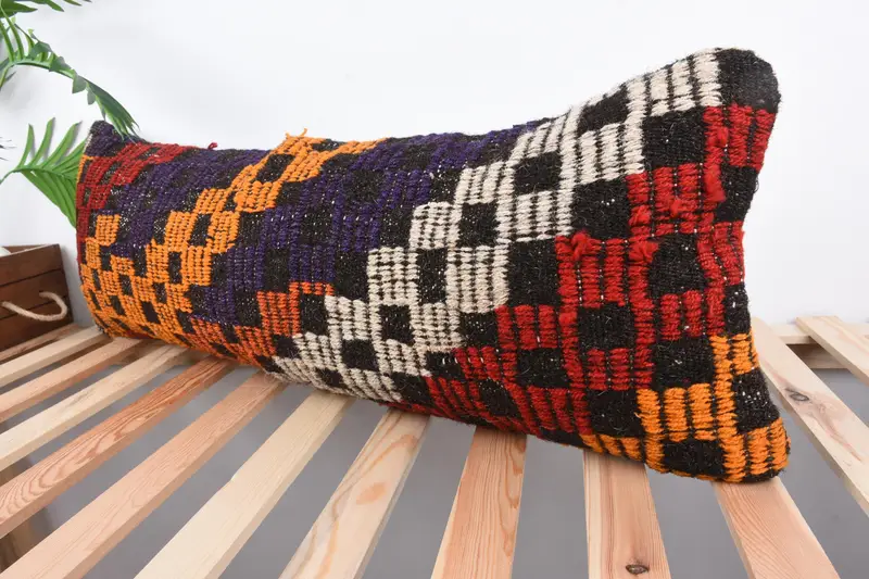 Kilim Cushion Sham, Bolster Cushion Cover, Interior Designer Pillow, 12x36 Purple Pillow Case, Outdoor Patio Pillow, Pillow Case, Pillow for Couch - 5