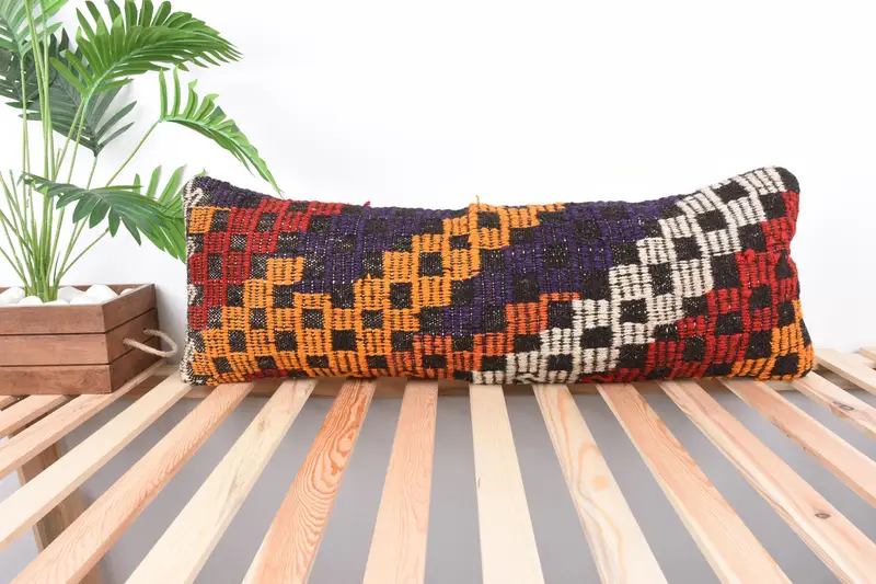 Kilim Cushion Sham, Bolster Cushion Cover, Interior Designer Pillow, 12x36 Purple Pillow Case, Outdoor Patio Pillow, Pillow Case, Pillow for Couch - 1
