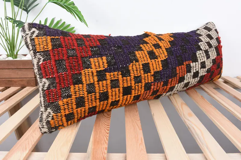 Kilim Cushion Sham, Bolster Cushion Cover, Interior Designer Pillow, 12x36 Purple Pillow Case, Outdoor Patio Pillow, Pillow Case, Pillow for Couch - 4