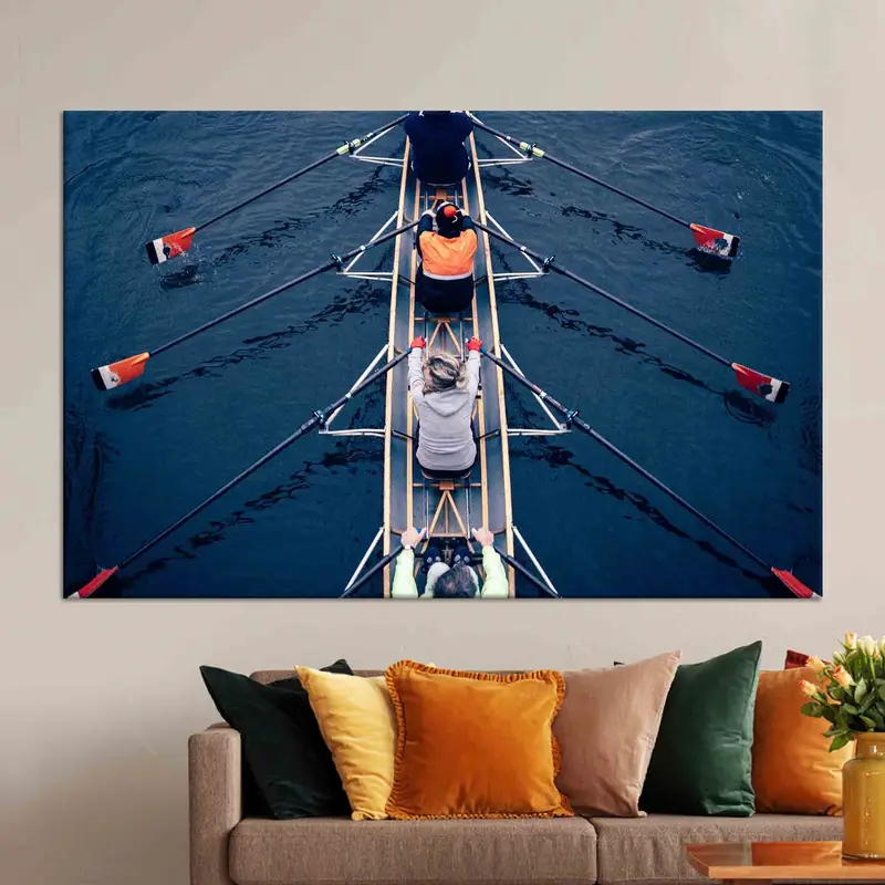 エレガントなキャンバス: アムステルダムの水辺で漕ぐカヌー チーム