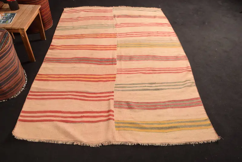 Turkish Rug, Area 4.9x7 ft Vintage Rug, Red Oriental Wool Rug - 1