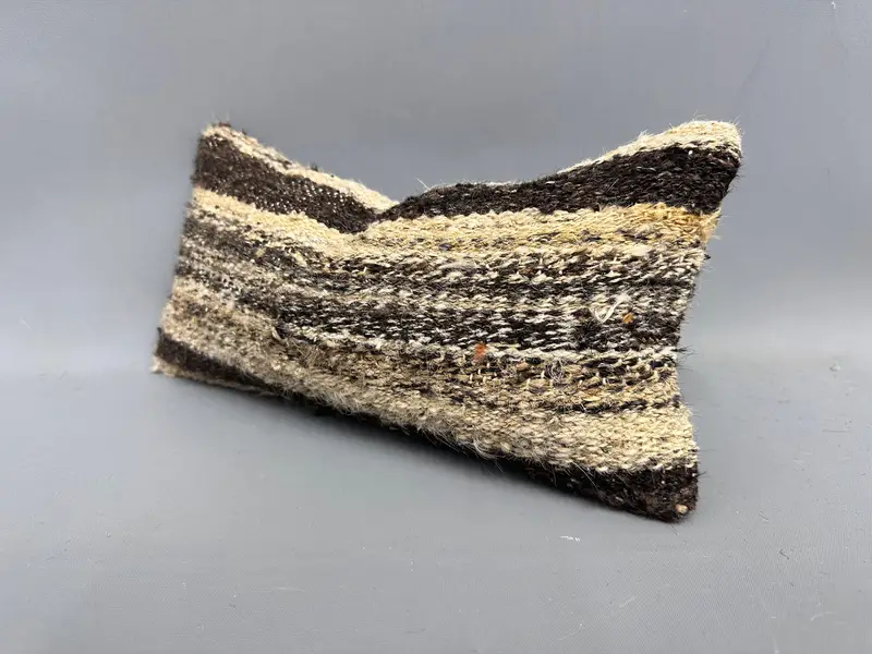 Accent Cushion Cover, Gift Pillow, Pillow Sham, 8x16 Brown Cushion Case, Kilim Pillow, Boho Pillow, Crochet Pattern Cushion Case - 3
