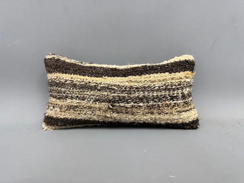 Accent Cushion Cover, Gift Pillow, Pillow Sham, 8x16 Brown Cushion Case, Kilim Pillow, Boho Pillow, Crochet Pattern Cushion Case - 4