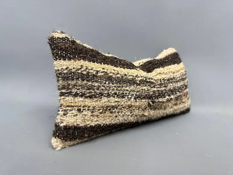 Accent Cushion Cover, Gift Pillow, Pillow Sham, 8x16 Brown Cushion Case, Kilim Pillow, Boho Pillow, Crochet Pattern Cushion Case - 2