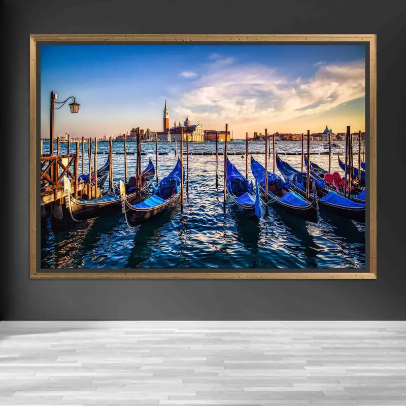 ヴェネツィア大運河ゴンドラ キャンバス: イタリア風景アート プリント