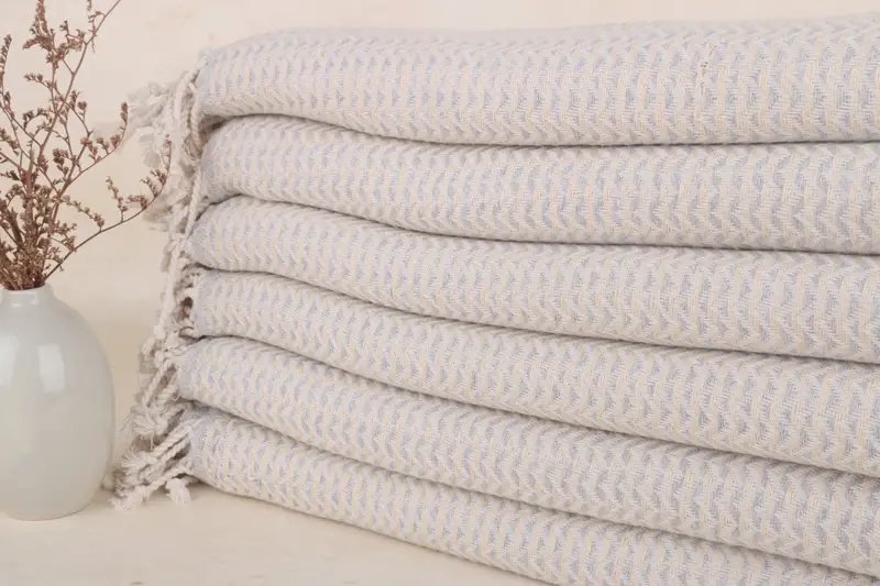 Chevron Towel Light Gray Cotton, 40x71 Inches, Custom Wedding Gift