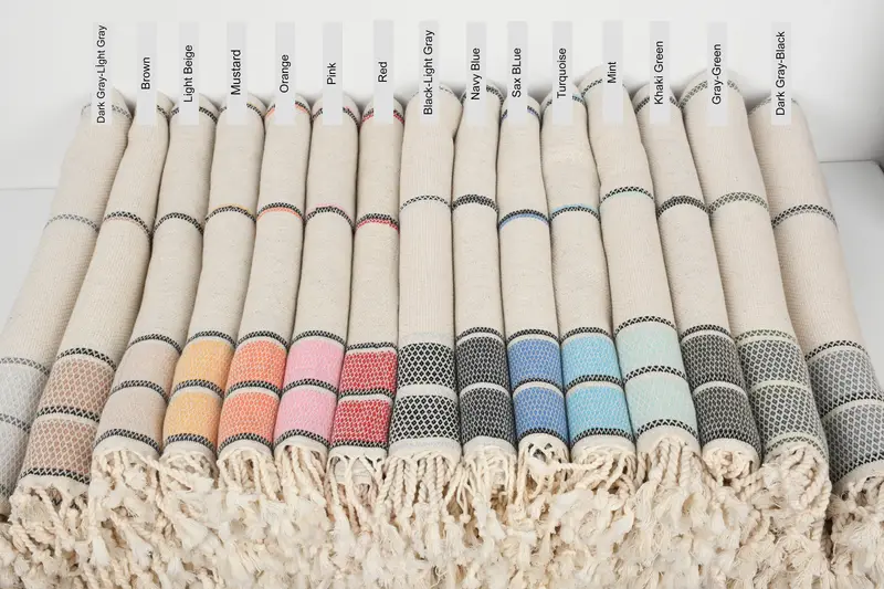 Personalized Beach Towel Natural Linen and Cotton Blend, 70x36