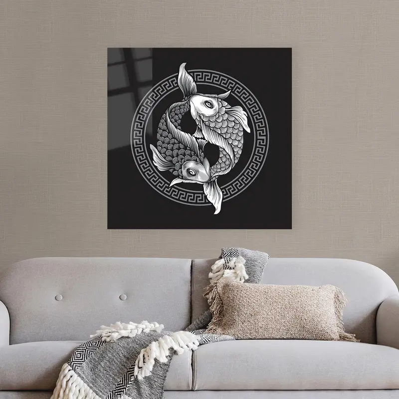 陰陽禅ガラス: モダンなリビングのためのプリントされたエレガンス