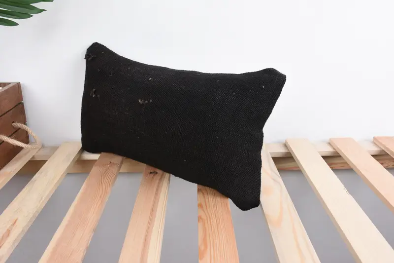 Personalized Gift Pillow Cushion Case, Pillow Sham, Turkish Kilim Pillow, Gift Pillow, Boho Pillow Sham Cover, 8x16 Black Cushion - 5