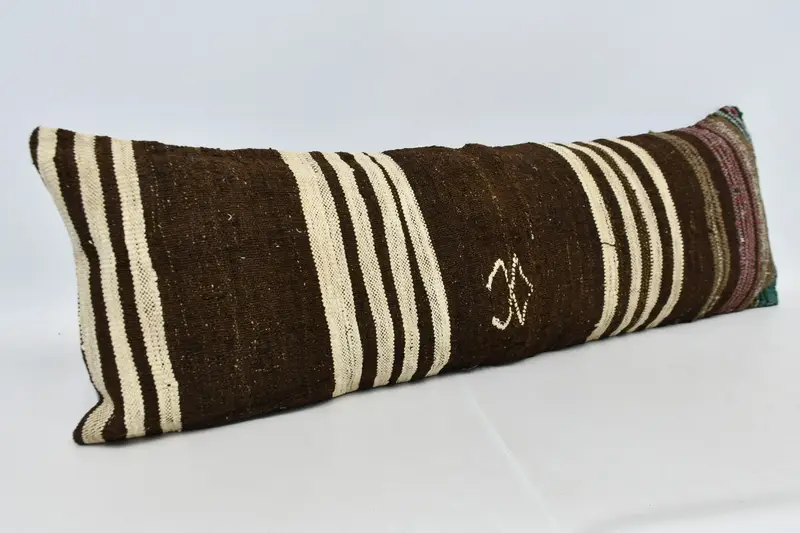 Gift Pillow, Boho Pillow, Vintage Throw Cushion, 16x48 Brown Pillow Cover, Cushion Case, Designer Throw Pillow Cover, Kilim Pillow Cover - 3