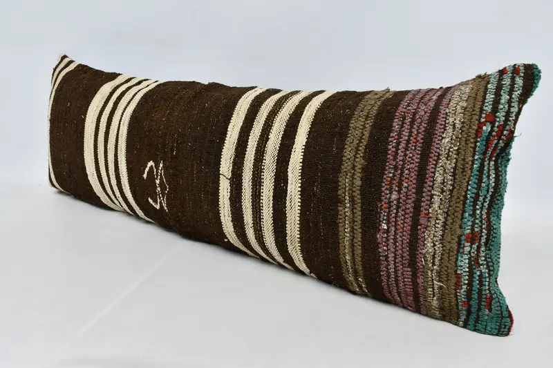 Gift Pillow, Boho Pillow, Vintage Throw Cushion, 16x48 Brown Pillow Cover, Cushion Case, Designer Throw Pillow Cover, Kilim Pillow Cover - 4