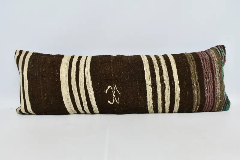 Gift Pillow, Boho Pillow, Vintage Throw Cushion, 16x48 Brown Pillow Cover, Cushion Case, Designer Throw Pillow Cover, Kilim Pillow Cover - 1