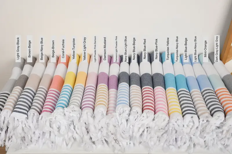 Beach Towel Personalized Turkish Cotton Beige Stripes, 36x67 Inches