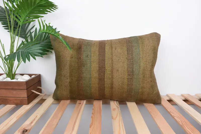 Pillow Cover, 16x24 Brown Cushion, Kilim Pillow, Wholesale Pillow Sham, Vintage Kilim Pillow, Authentic Pillow, Antique Pillows - 1