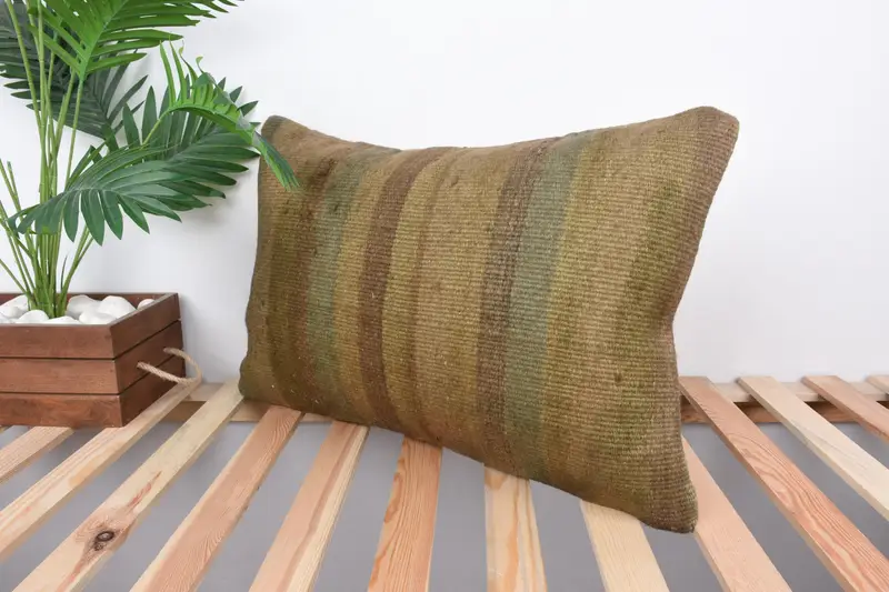 Pillow Cover, 16x24 Brown Cushion, Kilim Pillow, Wholesale Pillow Sham, Vintage Kilim Pillow, Authentic Pillow, Antique Pillows - 5