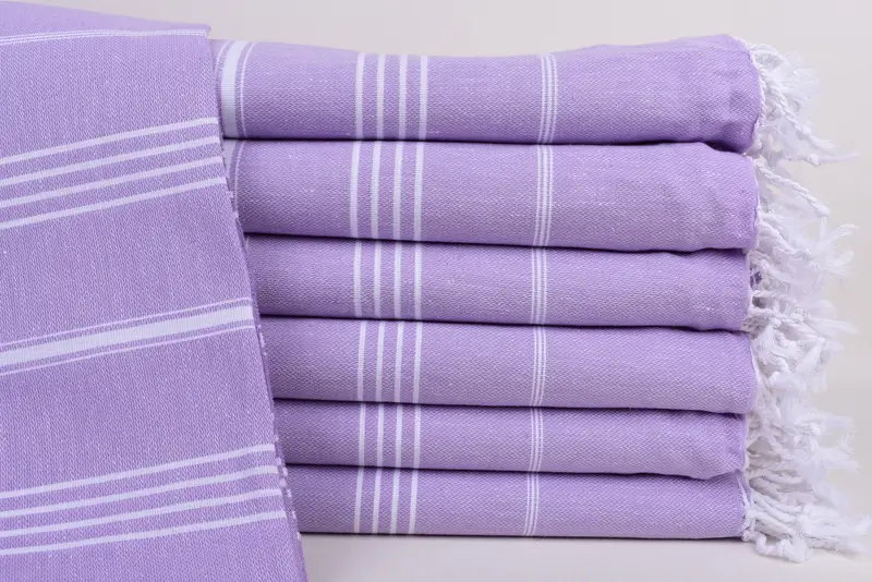 Lilac Striped Turkish Towel Monogrammed Beach Towel, 70x40 Inches