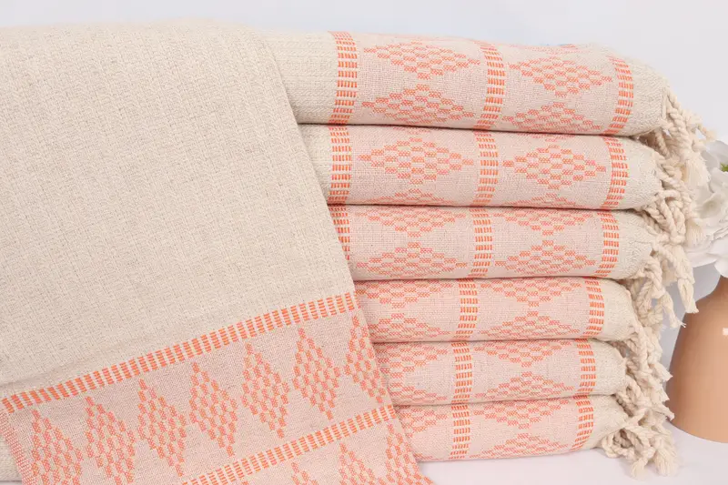 Turkish Hand Towel Orange Linen, 20x40 Inches, Bridesmaid Gift