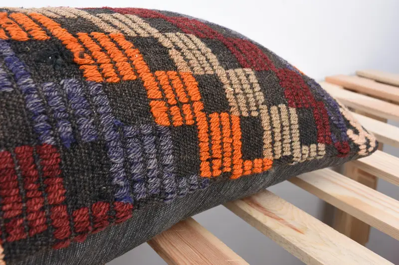 Vintage Kilim Pillow Cushion Case, Cushion, Kilim Pillow, 12x36 Orange Cushion Cover, Christmas Cushion, Home Decor Pillow, Turkish Pillow - 7