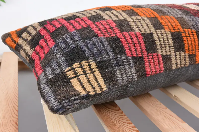 Vintage Kilim Pillow Cushion Case, Cushion, Kilim Pillow, 12x36 Orange Cushion Cover, Christmas Cushion, Home Decor Pillow, Turkish Pillow - 6
