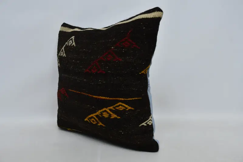 24x24 Brown Pillow Case, Vintage Kilim Pillow, Antique Pillows, Turkish Corner Pillow Case, Shabby Chic Pillow Sham, Cushion Case, Pillow for Sofa - 4